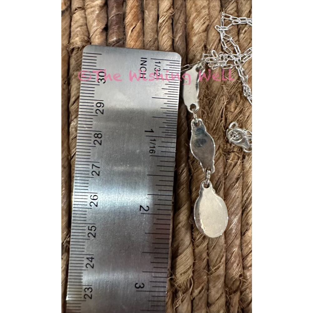 Honey Dahlia Triple Drop Pendant Necklace 18-20” Sterling Silver - Picture 5 of 5
